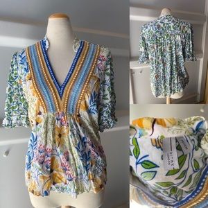 Bl-nk London Anthro embroidered floral tunic M